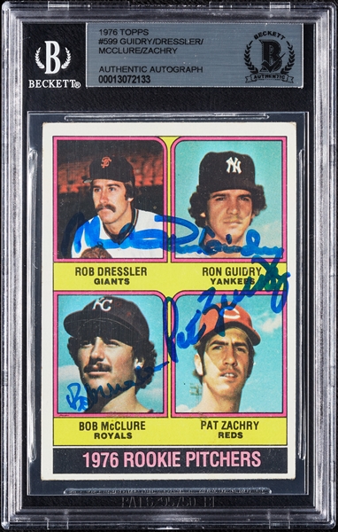 Complete Signed 1976 Topps Rookie Pitchers with Ron Guidry (BAS)
