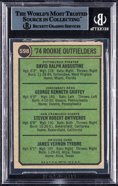 Complete Signed 1974 Topps Rookie Outfielders with Ken Griffey (BAS)