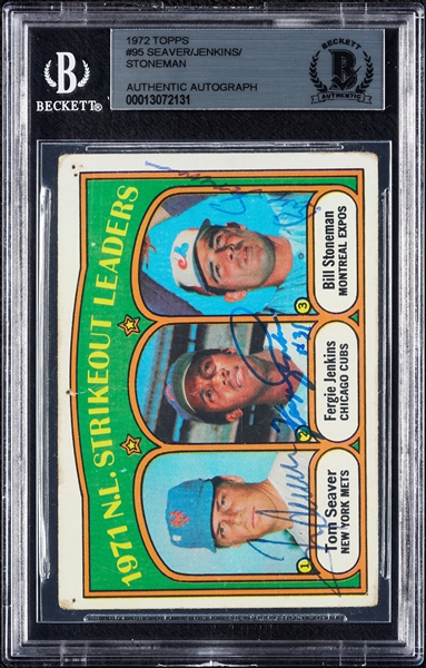 Complete Signed 1972 NL Strikeout Leaders with Seaver, Jenkins & Stoneman (BAS)
