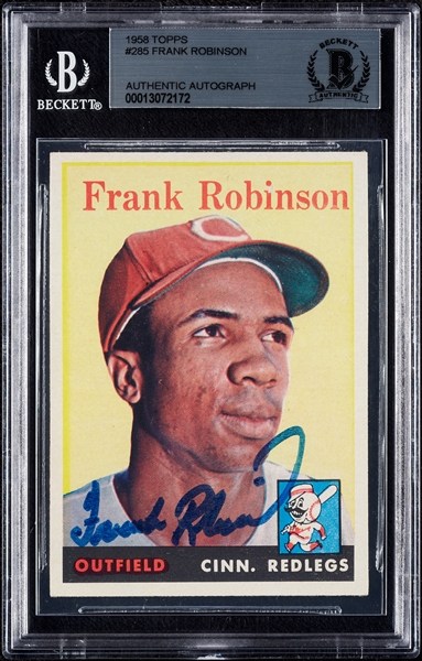 Frank Robinson Signed 1958 Topps No. 285 (BAS)