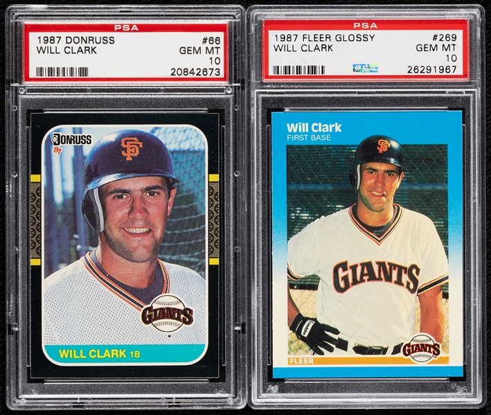 1987 Fleer Glossy & Donruss Will Clark PSA 10 RCs (2)