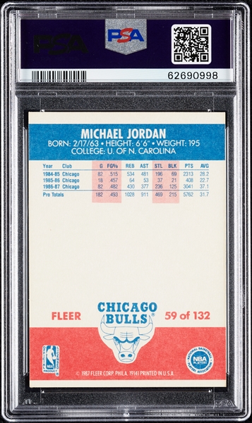 1987 Fleer Basketball Complete Set, PSA 8 Jordan (132)