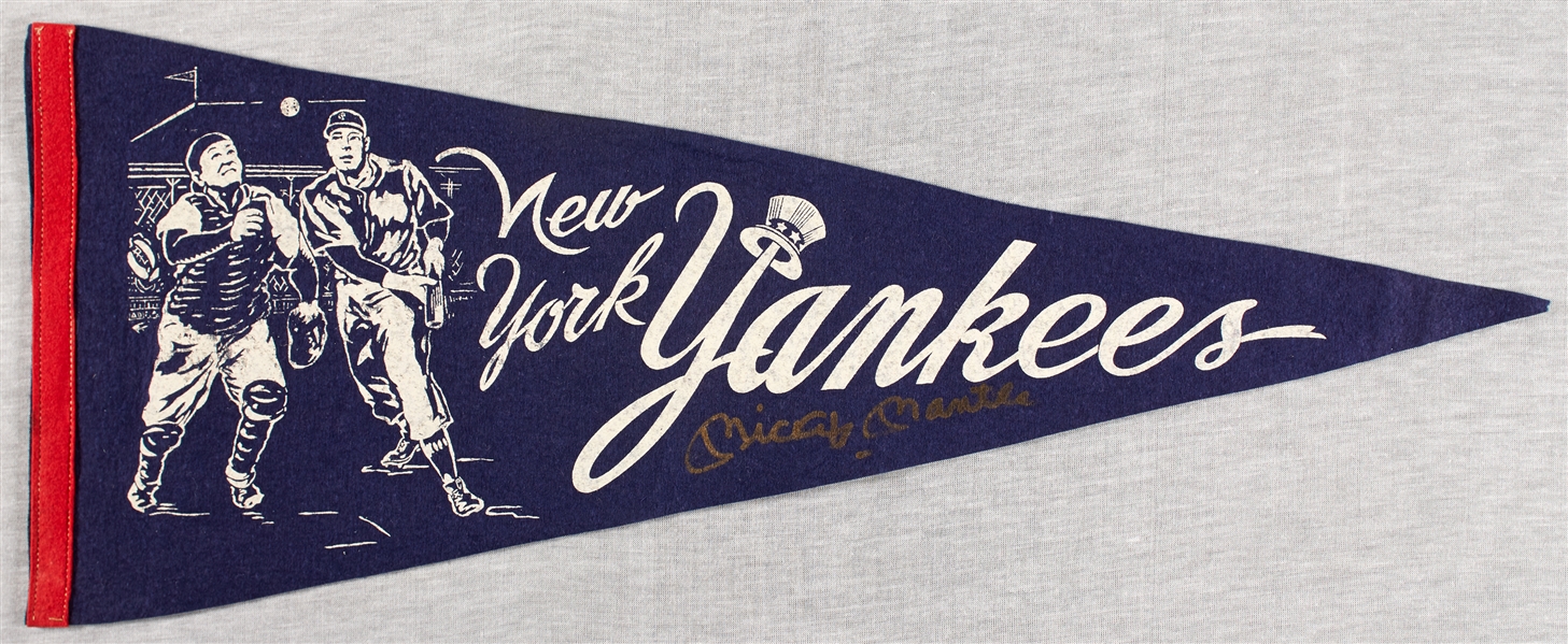 Mickey Mantle Signed New York Yankees Pennant (BAS)