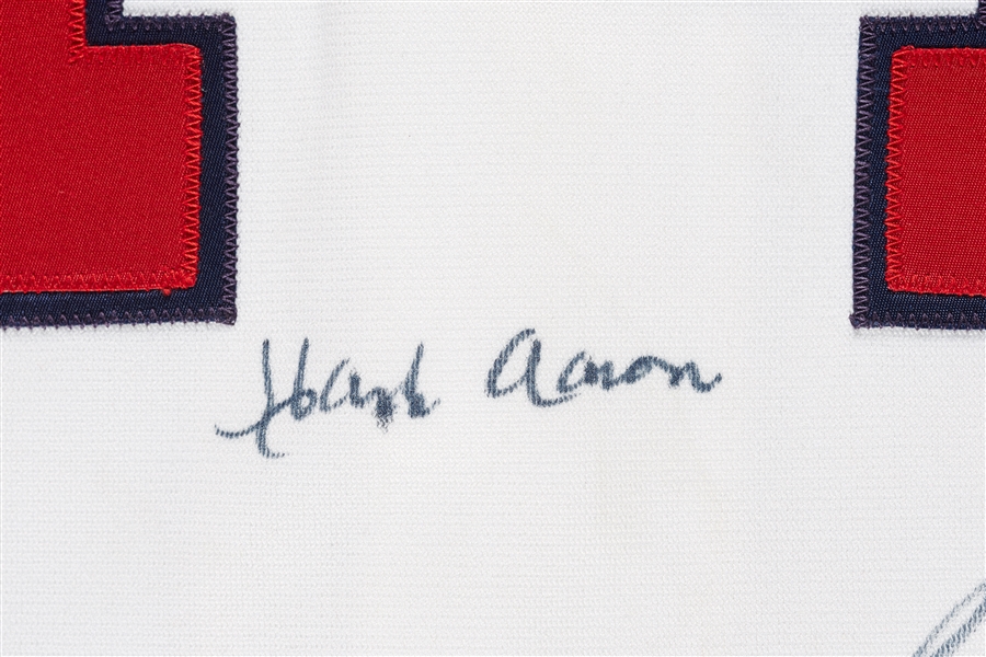 500 Home Run Club Multi-Signed Hank Aaron Jersey with Mantle, Williams, Aaron, Mays (BAS)
