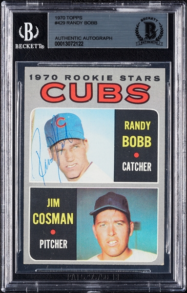Randy Bobb Signed 1970 Topps RC No. 429 (BAS)