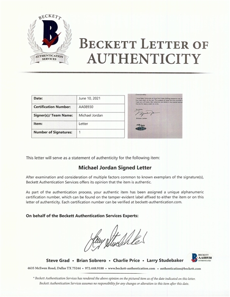 Michael Jordan Signed Mr. June Memorabilia Moments Photo Display with Signed Letter (158/423) (UDA) (BAS)
