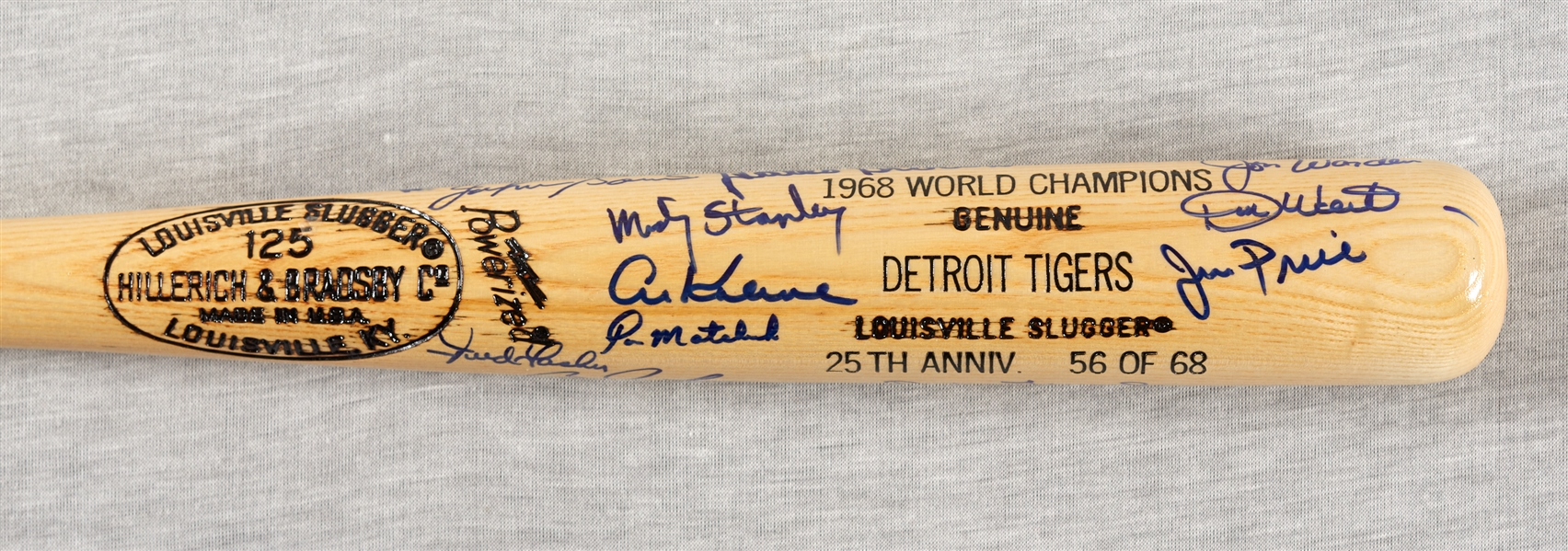 1968 Detroit Tigers World Champs Reunion Multi-Signed Bat (BAS)