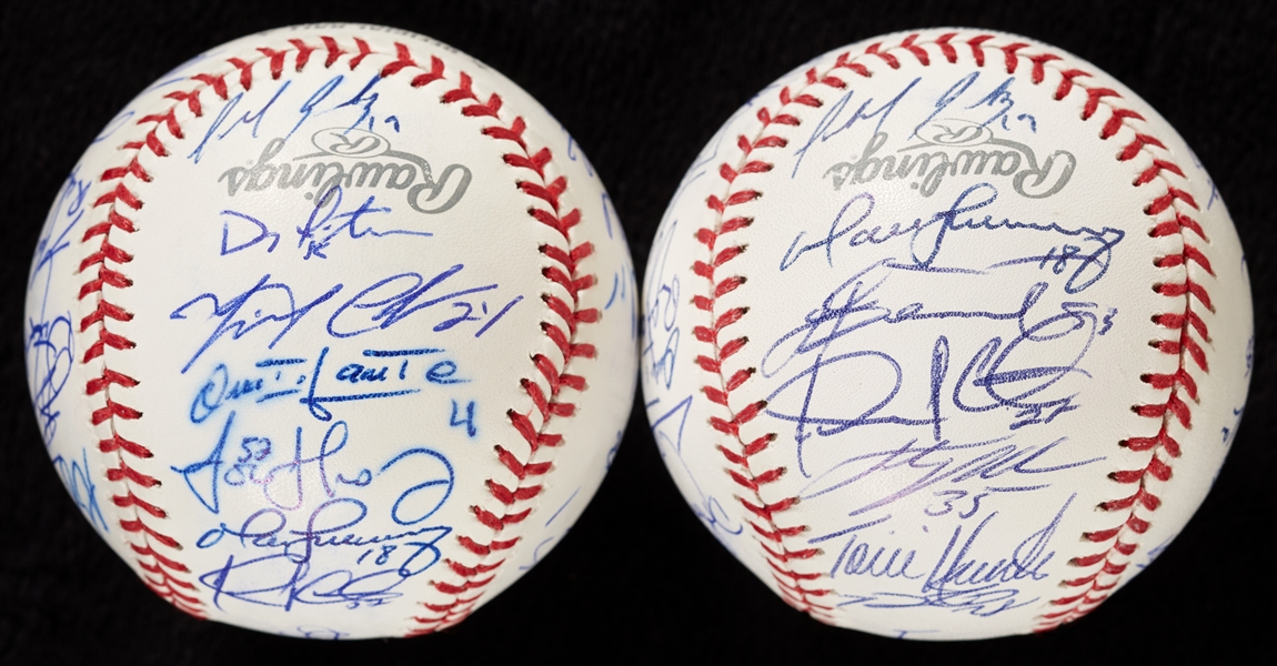 2013 Detroit Tigers Division Champs Signed Baseball Pair with Verlander, Cabrera (2)