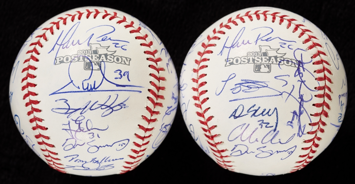 2013 Detroit Tigers Division Champs Signed Baseball Pair with Verlander, Cabrera (2)