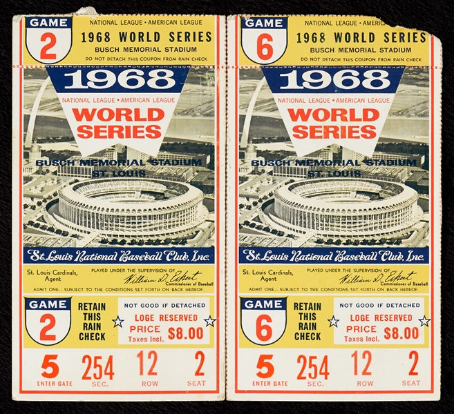 1968 World Series Ticket Stub Pair (Games 2 & 6)