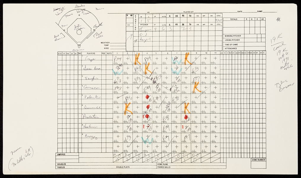 Roger Clemens Signed Scorecard from 20 Strikeout Game (Jim Price Collection) (BAS)