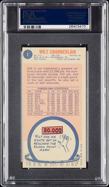 1969 Topps Wilt Chamberlain No. 1 PSA 4
