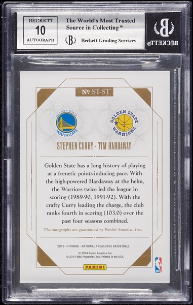 2013 National Treasures Stephen Curry/Hardaway Spanning Time Dual Sigs (31/49) BGS 9 (AUTO 10)