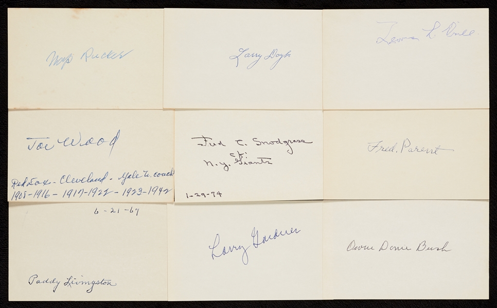 1898-1909 Signed Index Card Collection (70)