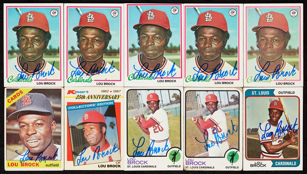Lou Brock Signed Topps Card Group (10)