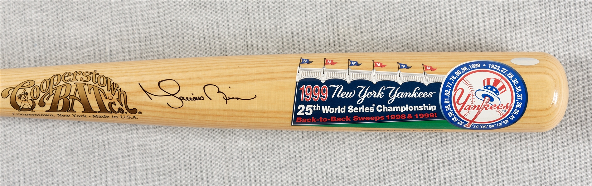 Mariano Rivera Signed Cooperstown 1999 World Champs Series Bat (800/1000) (BAS)
