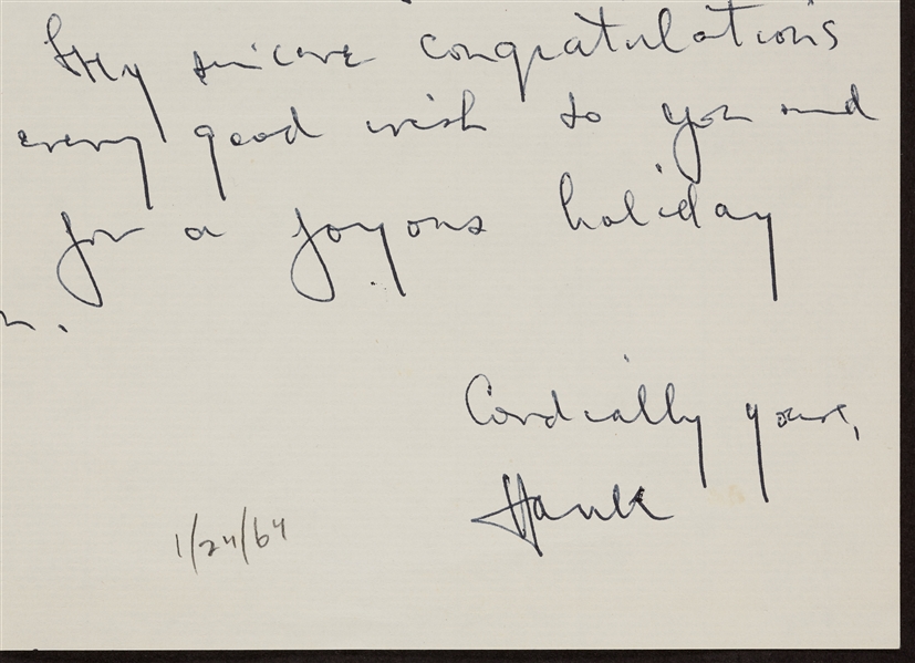1963 Hank Greenberg Letter to HOF Curator (BAS)