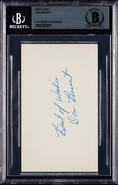 Don Bessent Signed 3x5 Index Card (BAS)