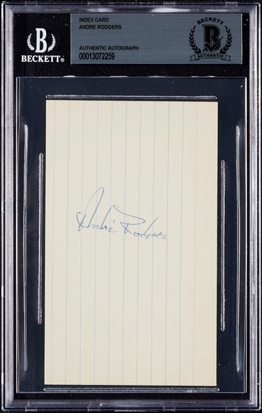 Andre Rodgers Signed 3x5 Index Card (BAS)