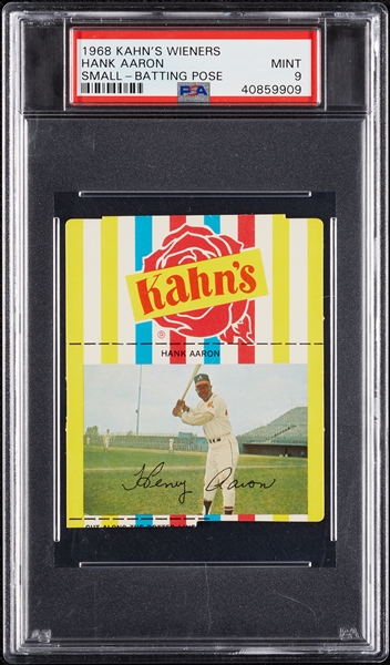 1968 Kahn's Wieners Hank Aaron Small-Batting Pose PSA 9 (Only One Higher)