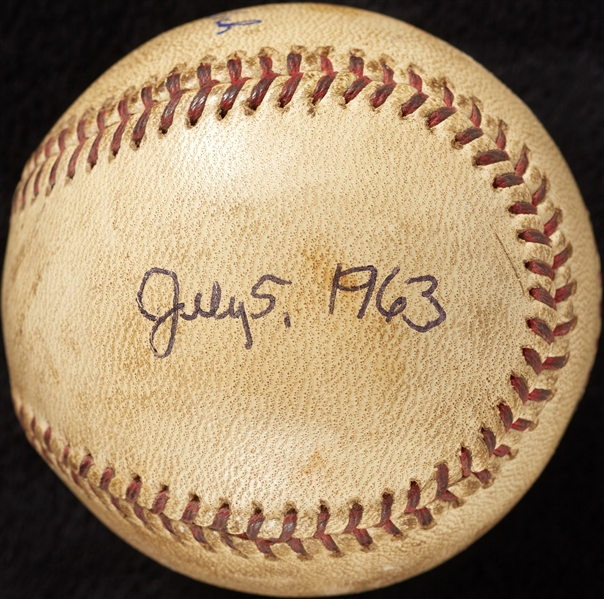 Mickey Lolich Career Win No. 4 Final Out Game-Used Baseball (7/5/1963) (BAS) (Lolich LOA)