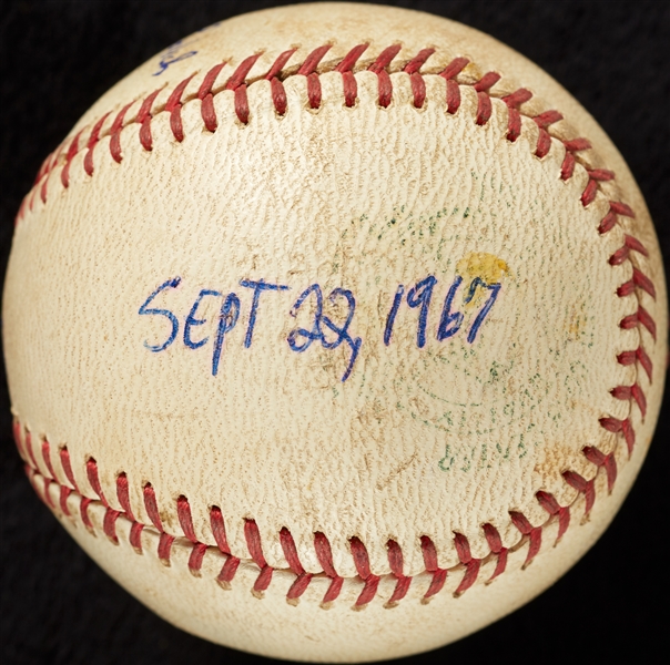 Mickey Lolich Career Win No. 64 Final Out Game-Used Baseball (9/22/1967) (BAS) (Lolich LOA)