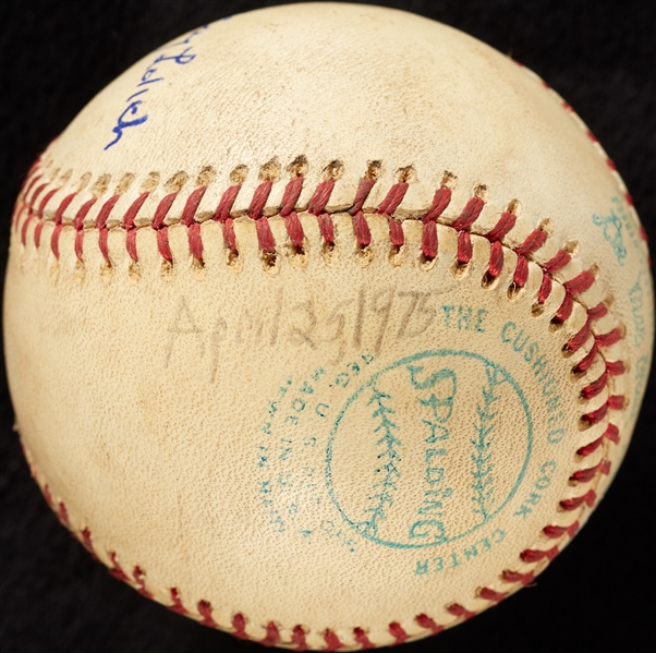 Mickey Lolich Career Win No. 198 Final Out Game-Used Baseball (4/25/1975) (BAS) (Lolich LOA)