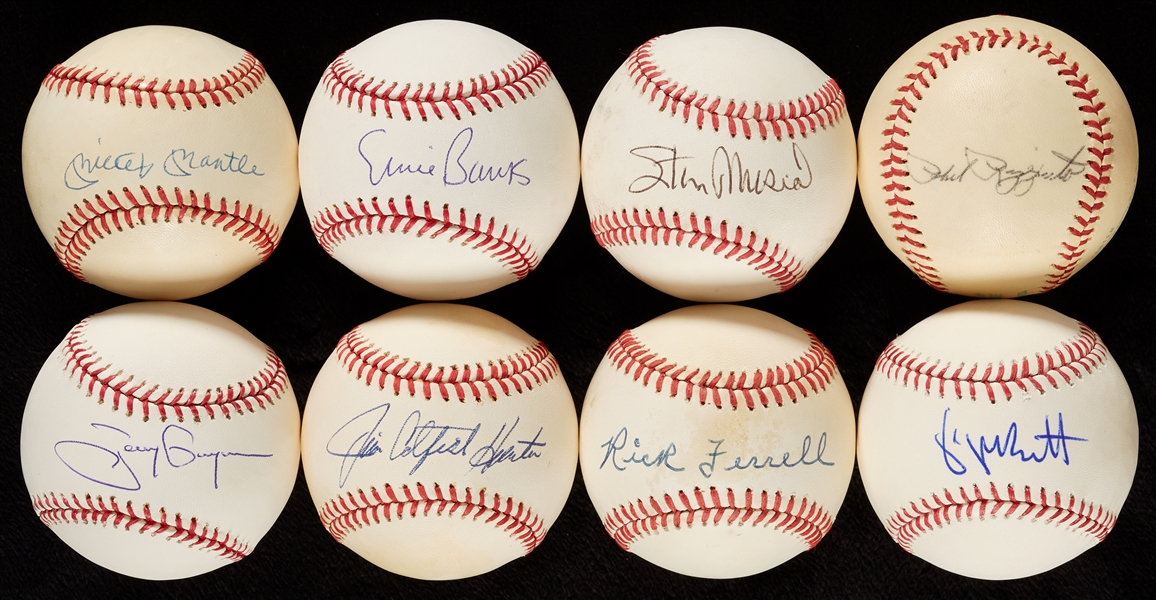 HOFers Single-Signed Baseball Group with Mickey Mantle (49) (JSA) (PSA/DNA)