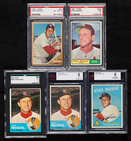 1959-1963 Topps Stan Musial Graded Group (5)