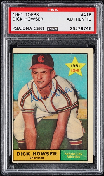 Dick Howser Signed 1961 Topps RC No. 416 (PSA/DNA)