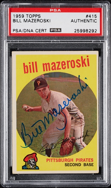 Bill Mazeroski Signed 1959 Topps No. 415 (PSA/DNA)