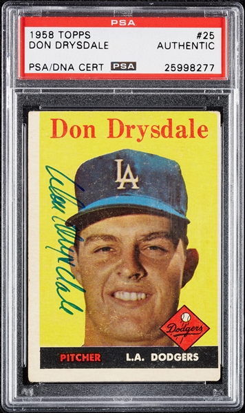 Don Drysdale Signed 1958 Topps No. 25 (PSA/DNA)