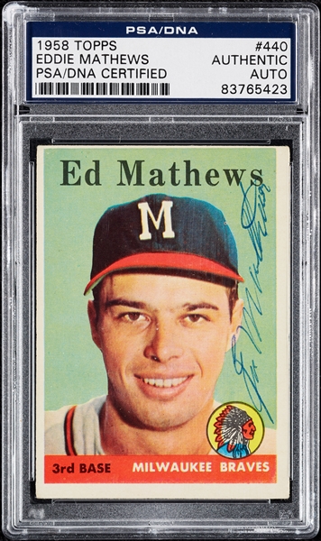 Eddie Mathews Signed 1958 Topps No. 440 (PSA/DNA)