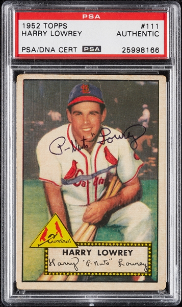 Peanuts Lowrey Signed 1952 Topps No. 111 (PSA/DNA)