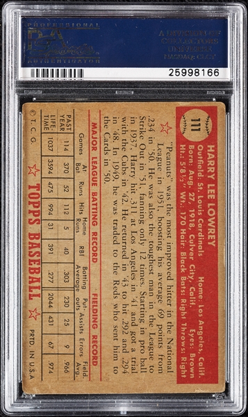 Peanuts Lowrey Signed 1952 Topps No. 111 (PSA/DNA)