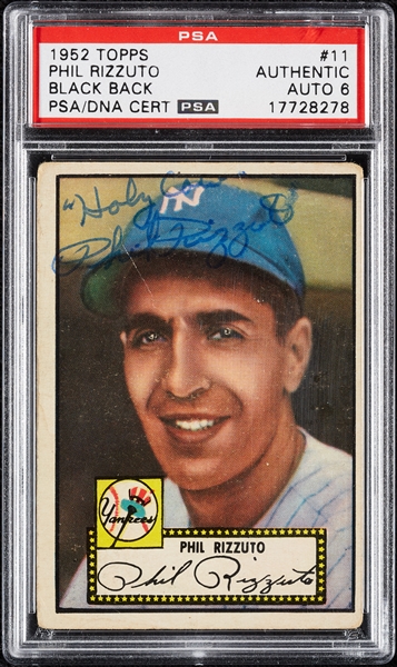 Phil Rizzuto Signed 1952 Topps Black Back No. 11 (PSA/DNA)