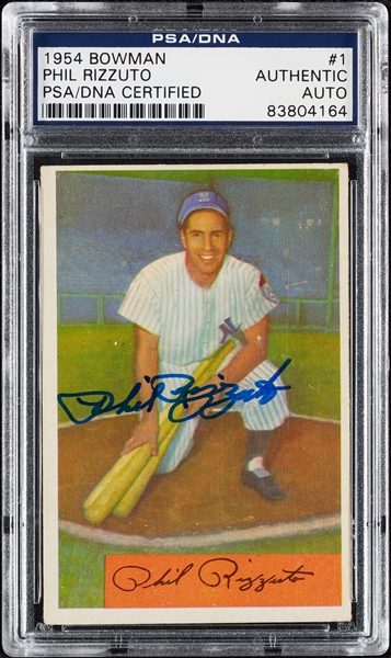 Phil Rizzuto Signed 1954 Bowman No. 1 (PSA/DNA)