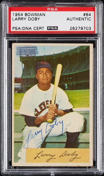 Larry Doby Signed 1954 Bowman No. 84 (PSA/DNA)