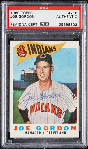 Joe Gordon Signed 1960 Topps No. 216 (PSA/DNA)