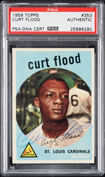 Curt Flood Signed 1959 Topps No. 353 (PSA/DNA)
