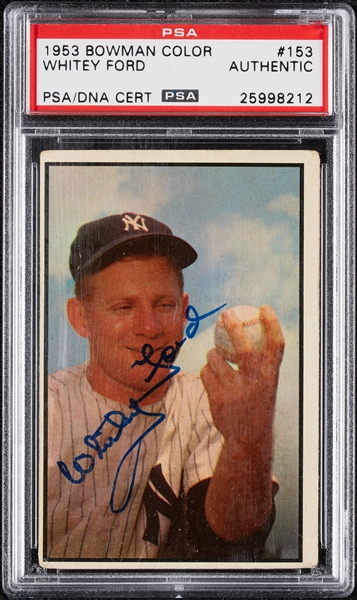 Whitey Ford Signed 1953 Bowman Color No. 153 (PSA/DNA)