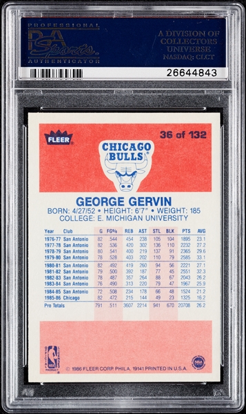 1986 Fleer George Gervin No. 36 PSA 10