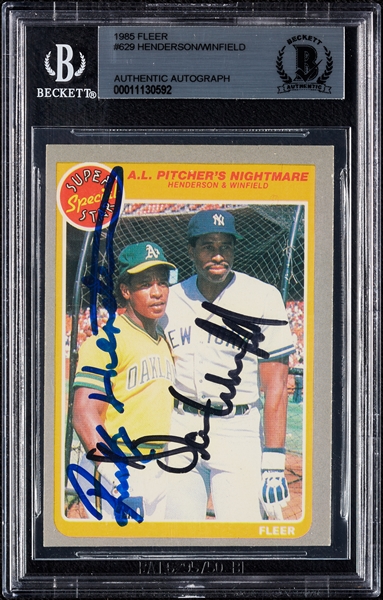 Rickey Henderson & Dave Winfield Signed 1985 Fleer Pitcher's Nightmare No. 629 (BAS)