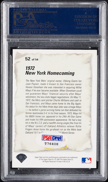 Willie Mays Signed 1992 Upper Deck Baseball Heroes No. 52 (PSA/DNA)