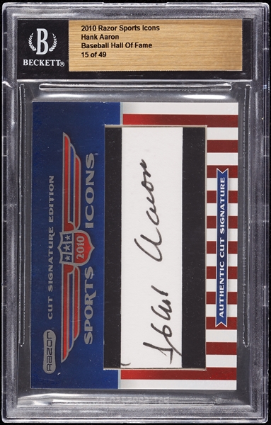 Hank Aaron Signed 2010 Razor Sports Icons Hall of Fame (BAS)