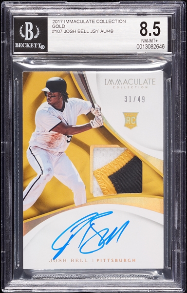2017 Immaculate Collection Josh Bell Jersey/Auto Gold (31/49) BGS 8.5 (AUTO 10)