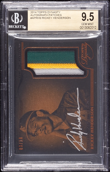 2014 Topps Dynasty Rickey Henderson Autograph Patches (3/10) BGS 9.5 (AUTO 10)