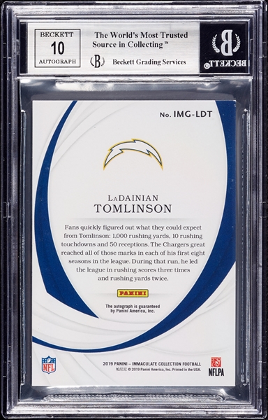 2019 Immaculate Collection LaDainian Tomlinson Marks of Greatness (18/25) BGS 8.5 (AUTO 10)