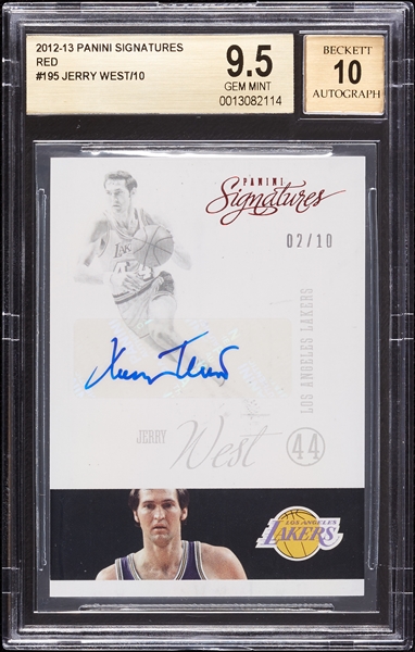 2012 Panini Signatures Jerry West Red (2/10) BGS 9.5 (AUTO 10)