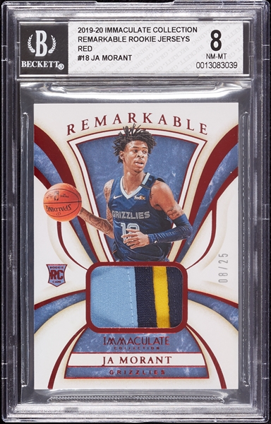 2019 Immaculate Collection Ja Morant Remarkable Rookie Jerseys Red (8/25) BGS 8